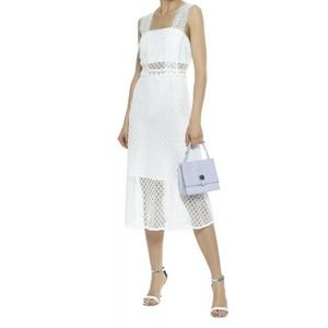 Sandro E18 Etta Lace Midi Dress White Size 40